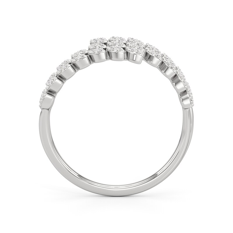 Main Image 3 of 1/4 CT. T.W. Marquise-Shaped Multi-Diamond Spiral Ring in Sterling Silver