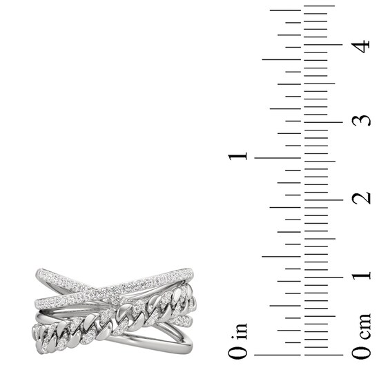 1/4 CT. T.w. Diamond Chain Link Multi-Row Crossover Ring in Sterling Silver