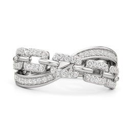 1/3 CT. T.W. Diamond Chain Link Crossover Ring in Sterling Silver