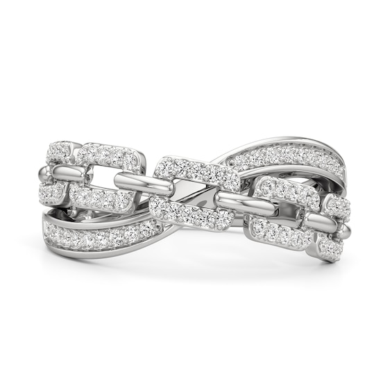 1/3 CT. T.w. Diamond Chain Link Crossover Ring in Sterling Silver