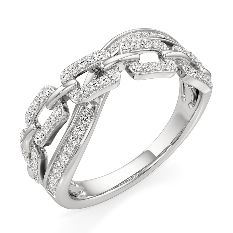 Main Image 2 of 1/3 CT. T.W. Diamond Chain Link Crossover Ring in Sterling Silver