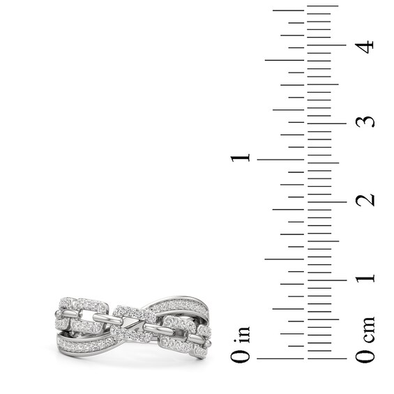 1/3 CT. T.w. Diamond Chain Link Crossover Ring in Sterling Silver