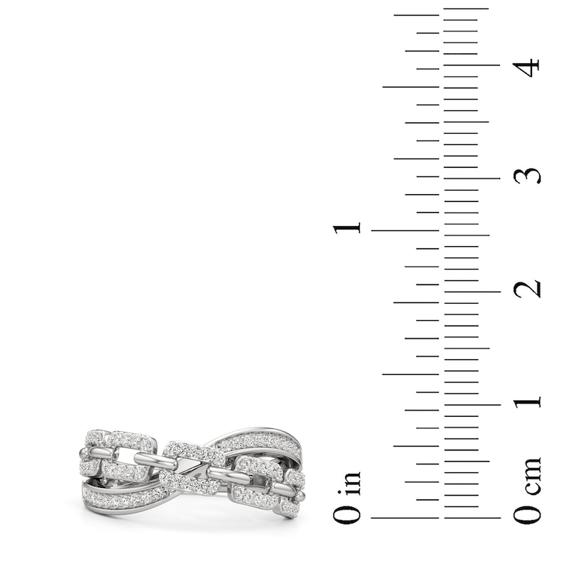 Main Image 3 of 1/3 CT. T.W. Diamond Chain Link Crossover Ring in Sterling Silver