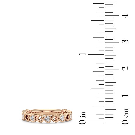 Diamond Accent Alternating Hearts Ring in Sterling Silver with 14K Rose Gold Plate