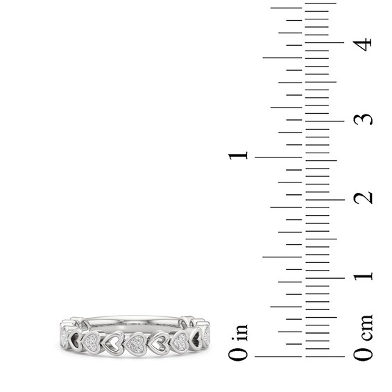 Diamond Accent Alternating Hearts Ring in Sterling Silver