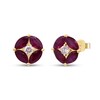 Thumbnail Image 1 of Marquise-Cut Certified Ruby and 1/5 CT. T.W. Diamond Petal Stud Earrings in 10K Gold