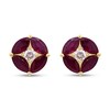 Thumbnail Image 2 of Marquise-Cut Certified Ruby and 1/5 CT. T.W. Diamond Petal Stud Earrings in 10K Gold