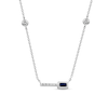 Thumbnail Image 3 of Baguette-Cut Blue Sapphire and 1/15 CT. T.W. Diamond Bar Station Necklace in 10K White Gold