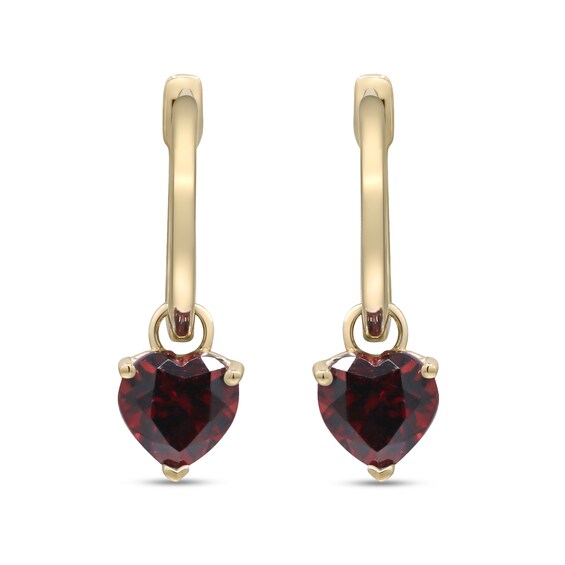 6.0mm Heart-Shaped Garnet Solitaire Drop Earrings in 14K Gold