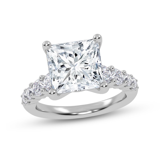 3-3/4 CT. T.w. Princess-Cut Certified Lab-Grown Diamond Graduated Shank Engagement Ring in 14K White Gold (I/Si2)