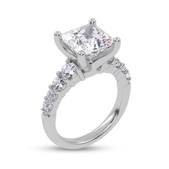 3-3/4 CT. T.w. Princess-Cut Certified Lab-Grown Diamond Graduated Shank Engagement Ring in 14K White Gold (I/Si2)