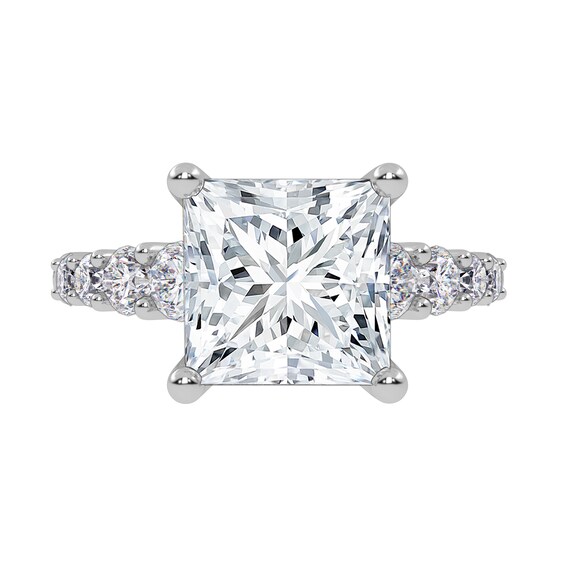 3-3/4 CT. T.w. Princess-Cut Certified Lab-Grown Diamond Graduated Shank Engagement Ring in 14K White Gold (I/Si2)