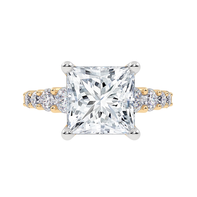 Main Image 1 of 3-3/4 CT. T.W. Princess-Cut Certified Lab-Grown Diamond Graduated Shank Engagement Ring in 14K Gold (I/SI2)