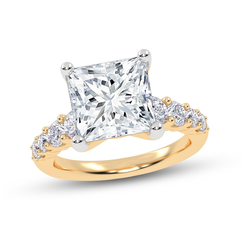 Main Image 2 of 3-3/4 CT. T.W. Princess-Cut Certified Lab-Grown Diamond Graduated Shank Engagement Ring in 14K Gold (I/SI2)