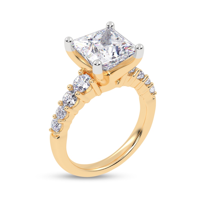 Main Image 3 of 3-3/4 CT. T.W. Princess-Cut Certified Lab-Grown Diamond Graduated Shank Engagement Ring in 14K Gold (I/SI2)