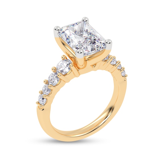 3-3/4 CT. T.w. Emerald-Cut Certified Lab-Grown Diamond Graduated Shank Engagement Ring in 14K Gold (I/Si2)