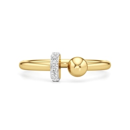 1/15 CT. T.W. Lab-Created Diamond Ball and Bar Open Shank Ring in Sterling Silver with 24K Gold Plate