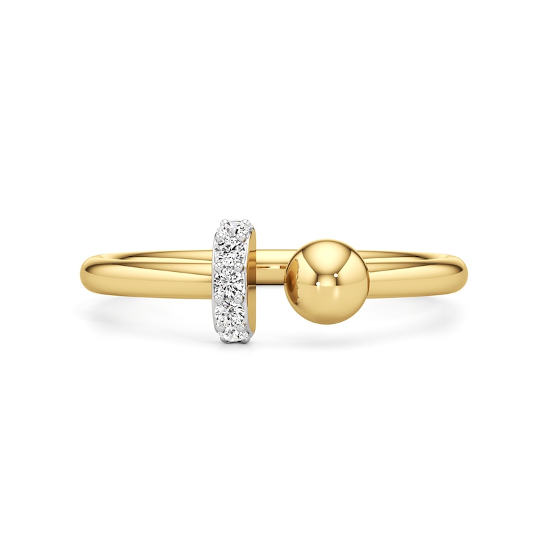 Main Image 1 of 1/15 CT. T.W. Lab-Grown Diamond Ball and Bar Open Shank Ring in Sterling Silver with 24K Gold Plate