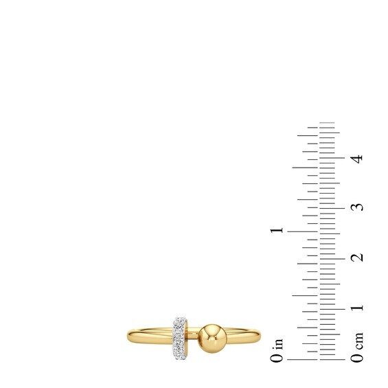 1/15 CT. T.w. Lab-Grown Diamond Ball and Bar Open Shank Ring in Sterling Silver with 24K Gold Plate