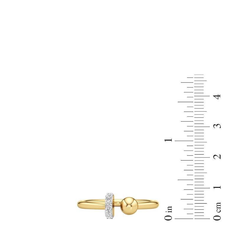 Main Image 3 of 1/15 CT. T.W. Lab-Grown Diamond Ball and Bar Open Shank Ring in Sterling Silver with 24K Gold Plate