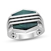 Thumbnail Image 1 of Hexagon Green Malachite Solitaire Overlay Ring in Sterling Silver