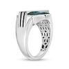 Thumbnail Image 2 of Hexagon Green Malachite Solitaire Overlay Ring in Sterling Silver