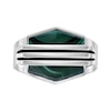 Thumbnail Image 4 of Hexagon Green Malachite Solitaire Overlay Ring in Sterling Silver