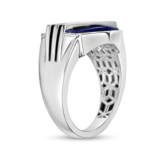 Hexagon Blue Sodalite Solitaire Overlay Ring in Sterling Silver