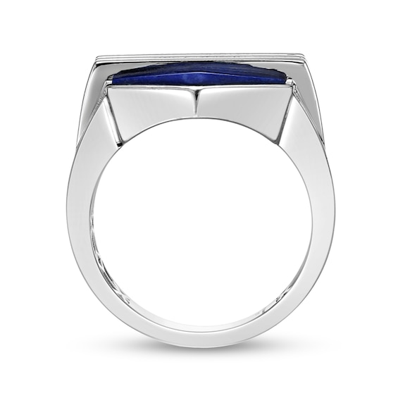 Hexagon Blue Sodalite Solitaire Overlay Ring in Sterling Silver