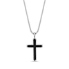 Thumbnail Image 1 of Onyx Cross Pendant in Sterling Silver - 24"