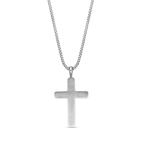 Onyx Cross Pendant in Sterling Silver - 24"