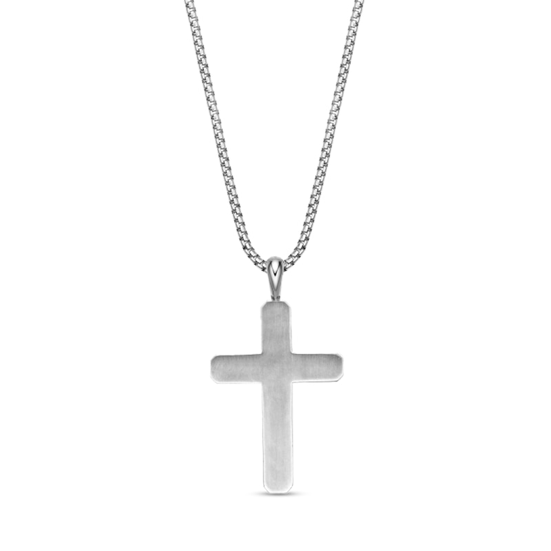 Main Image 3 of Onyx Cross Pendant in Sterling Silver - 24"