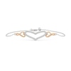 Thumbnail Image 1 of White Lab-Created Sapphire Heart Bracelet in Sterling Silver and 14K Rose Gold Plate - 7.25&quot;