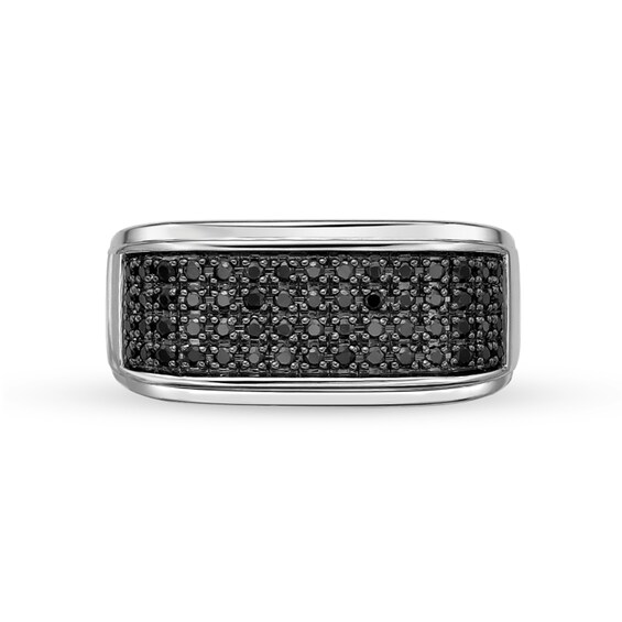 1/2 CT. T.w. Black Diamond Multi-Row Ring Sterling Silver