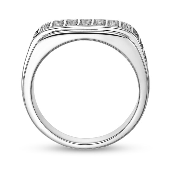 1/2 CT. T.w. Black and White Diamond Multi-Row Column Ring in Sterling Silver