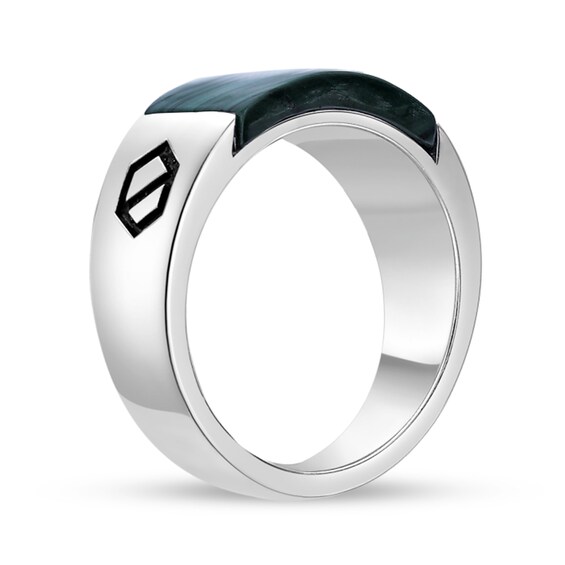 Rectangular Green Malachite Inlay Ring in Sterling Silver
