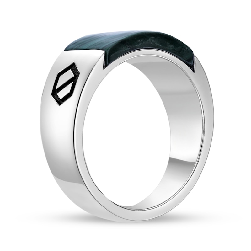 Main Image 3 of Rectangular Green Malachite Inlay Ring in Sterling Silver