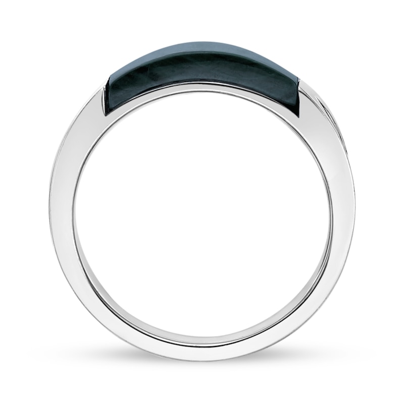 Main Image 4 of Rectangular Green Malachite Inlay Ring in Sterling Silver