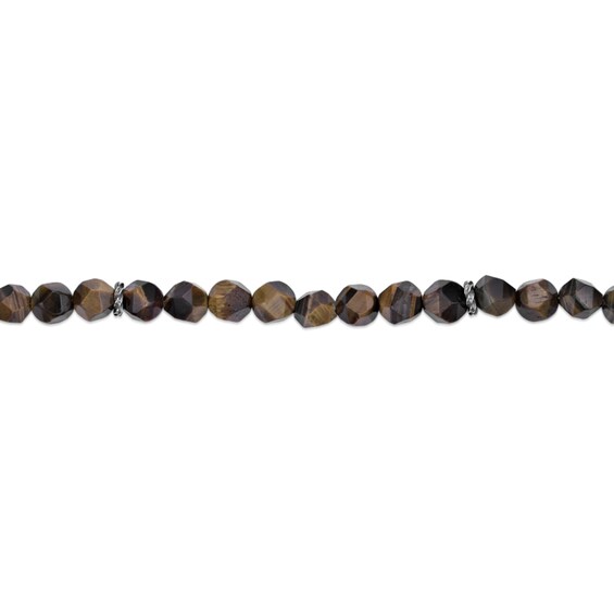 8.0mm Faceted Tiger's Eye Bead Strand Bracelet in Sterling Silver - 9.45â
