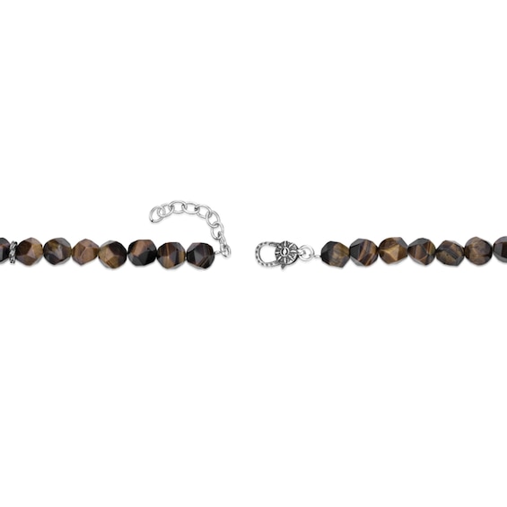 8.0mm Faceted Tiger's Eye Bead Strand Bracelet in Sterling Silver - 9.45â