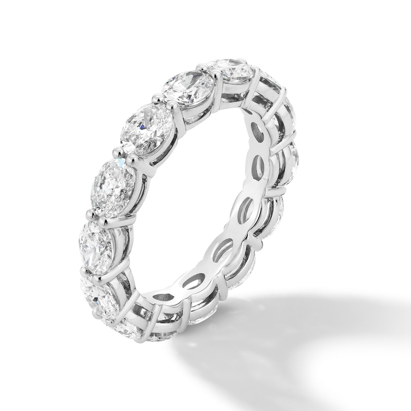 Main Image 3 of 3-1/3 CT. T.W. Oval Certified Diamond Eternity Band in 14K White Gold (I/SI2) - Size 8
