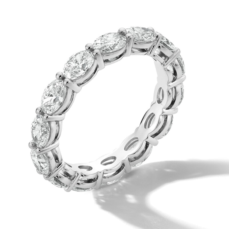 Main Image 3 of 3 CT. T.W. Oval Certified Diamond Eternity Band in 14K White Gold (I/SI2) - Size 6