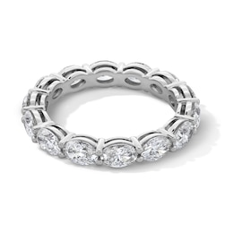 3 CT. T.W. Oval Certified Diamond Eternity Band in 14K White Gold (I/SI2) - Size 5