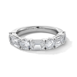 3 CT. T.W. Emerald-Cut and Round Certified Lab-Grown Diamond Anniversary Band in 14K White Gold (F/VS2)