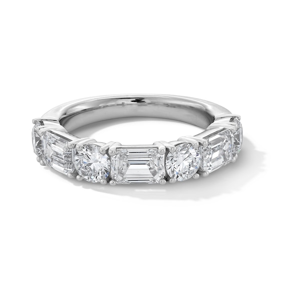 3 CT. T.w. Emerald-Cut and Round Certified Lab-Grown Diamond Anniversary Band in 14K White Gold (F/Vs2)
