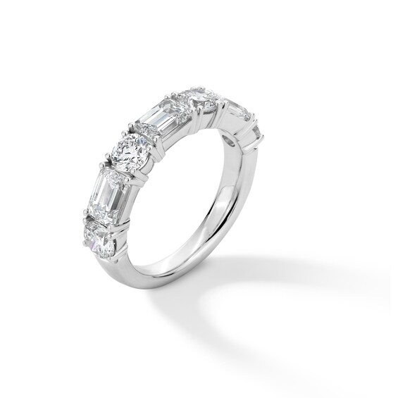 3 CT. T.w. Emerald-Cut and Round Certified Lab-Grown Diamond Anniversary Band in 14K White Gold (F/Vs2)