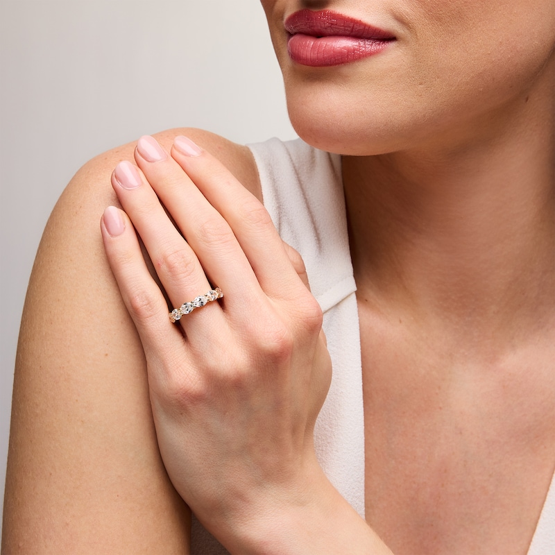 Main Image 2 of 2-1/3 CT. T.W. Oval Certified Lab-Grown Diamond Six Stone Anniversary Band in 14K Gold (F/VS2)