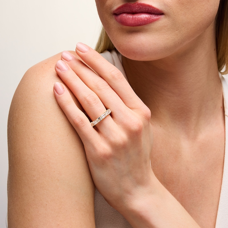 Main Image 2 of 2-3/4 CT. T.W. Emerald-Cut Certified Lab-Grown Diamond Seven Stone Anniversary Band in 14K Gold (F/VS2)