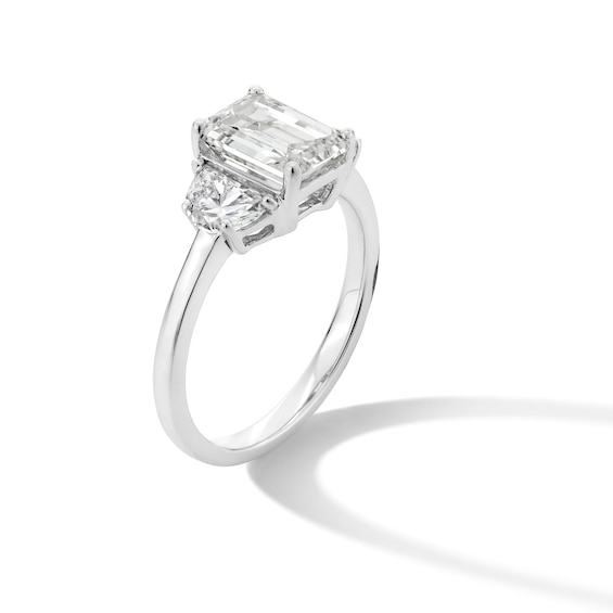 2-7/8 CT. T.w. Emerald-Cut and Half-Moon Certified Lab-Grown Diamond Three Stone Engagement Ring in 14K White Gold