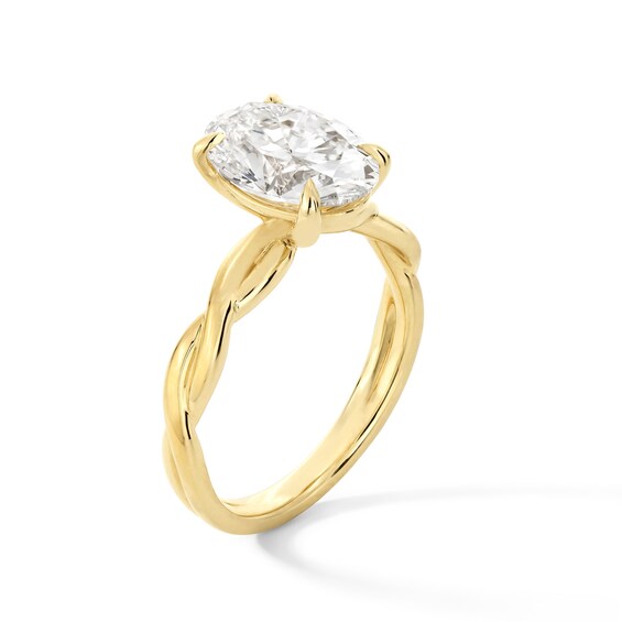 3 CT. Oval Certified Lab-Grown Diamond Solitaire Twist Shank Engagement Ring in 14K Gold (F/Vs2)